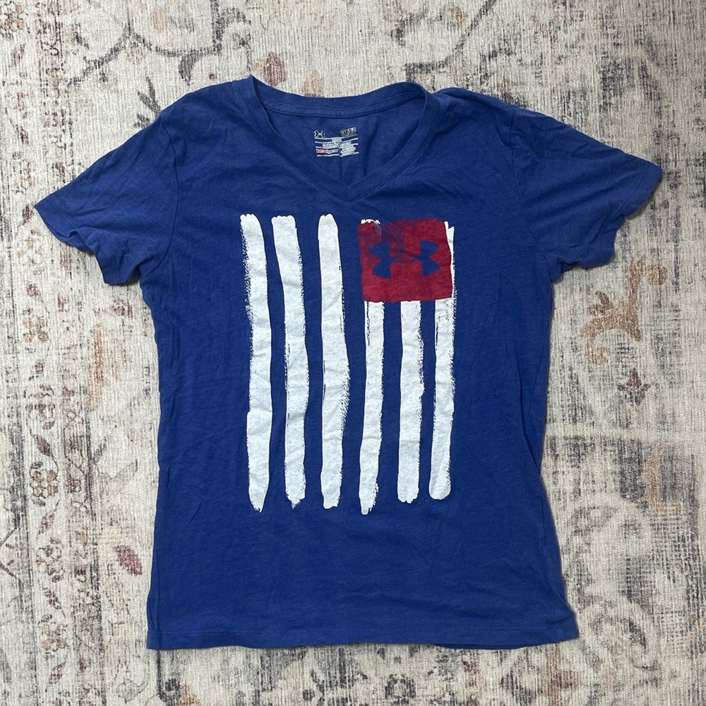 Under Armour American flag shirt.